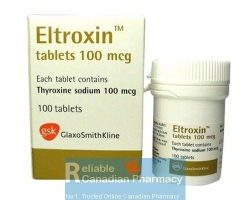 A box and a bottle of Synthroid 100mcg Tablets - levothyroxine sodium