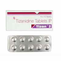 A box and two strips of Tizanidine 2mg Pills