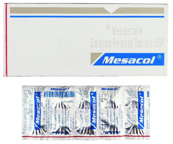 A box and a strip of generic Asacol 400mg  Tablets - Mesalamine