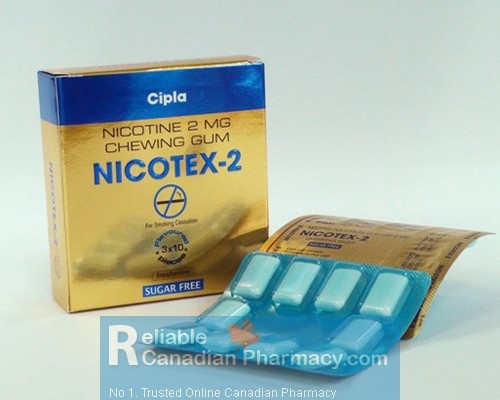 A box and two strips of Nicorette Gum Fresh Mint 2mg - Nicotine