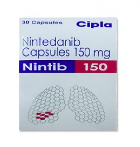 A box of generic Nintedanib 150mg Capsule