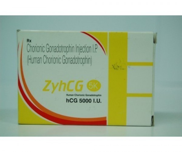 Box of generic Human chorionic gonadotrophin 5000IU Freeze Dried injection.