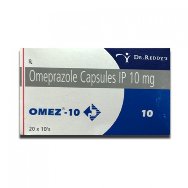 Box and blister strip of generic Omeprazole 10mg capsule