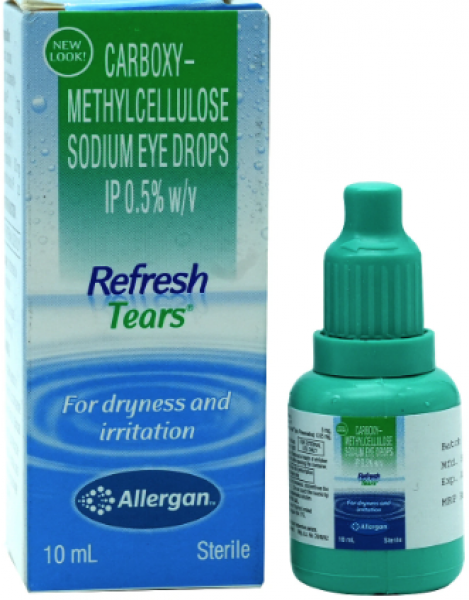 Box and a bottle of generic Carboxymethylcellulose (0.5 %) Eye drop 10ml