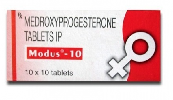 A box of Medroxyprogesterone acetate 10mg Pills 