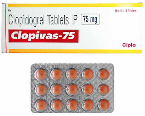 A box pack and a blister of generic Plavix 75mg Tablets - Clopidogrel Bisulfate