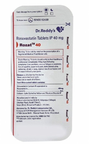 A strip pack of generic Crestor 40mg Tablets - Rosuvastatin Calcium