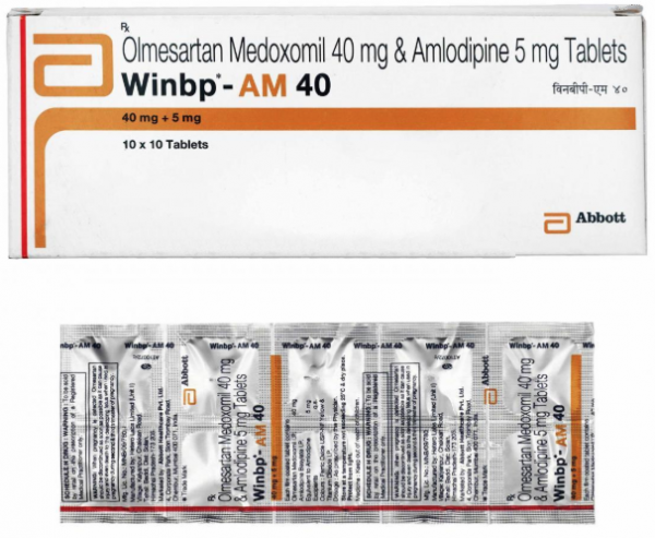 Box and a strip of generic AZOR 5-40MG Tablets - olmesartan / amlodipine