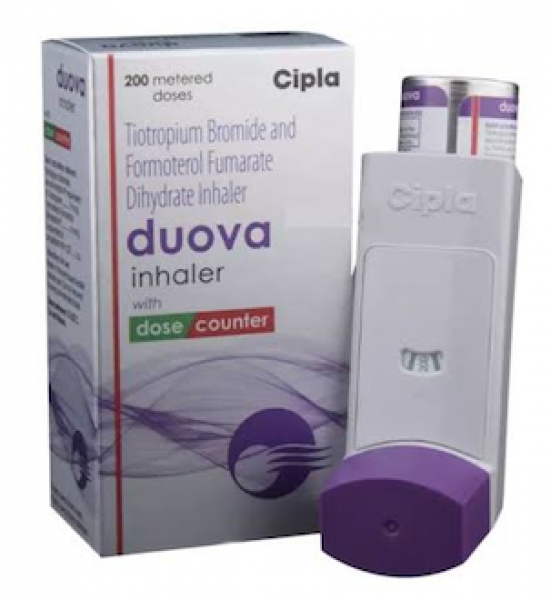 Box of Formoterol (6mcg) and Tiotropium (9mcg) Inhaler