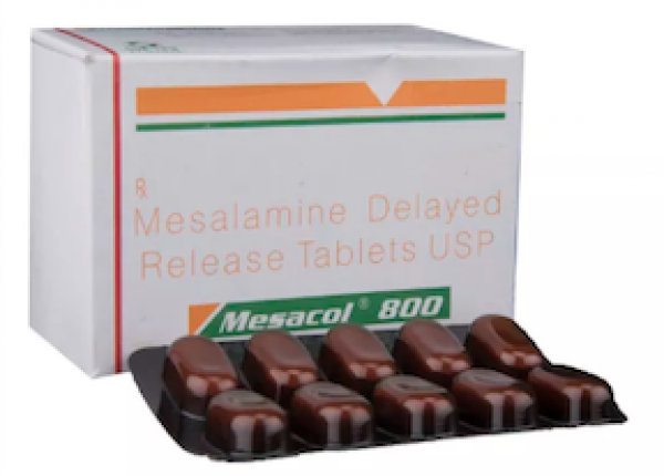 A box pack and a blister of Asacol DR Generic 800 mg Pill - Mesalamine