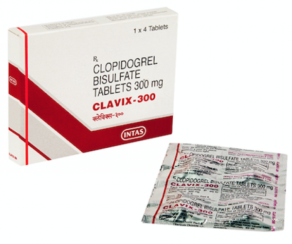 A box and a blister strip of Plavix Generic 300 mg Pill - Clopidogrel