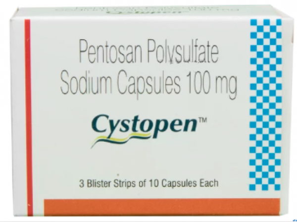 A box pack of Elmiron Generic 100 mg Capsule - Pentosan polysulfate sodium