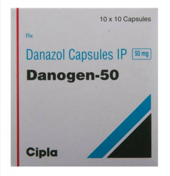 A box pack of Danocrine Generic 50 mg Capsule - Danazol