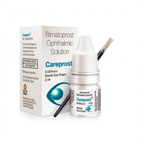 Box pack of Careprost ( Bimatoprost ) Eye Drops 0.03 3ml  with brush applicator