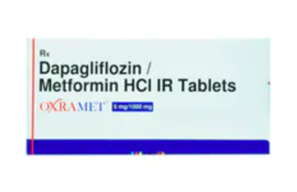 A box of Dapagliflozin (5mg) + Metformin (1000mg) tablets