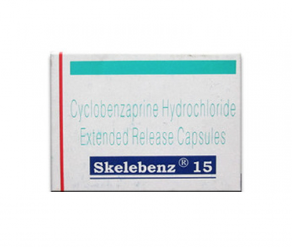 A box of generic Cyclobenzaprine 15gm capsules