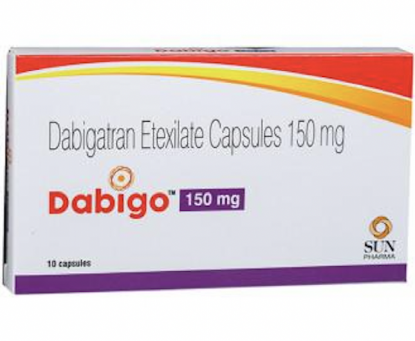A box of Pradaxa Generic 150mg Capsule - Dabigatran Etexilate