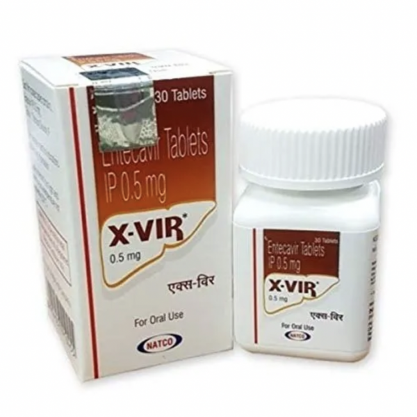 Box and a blister of Entecavir Generic 0.5 mg Pill