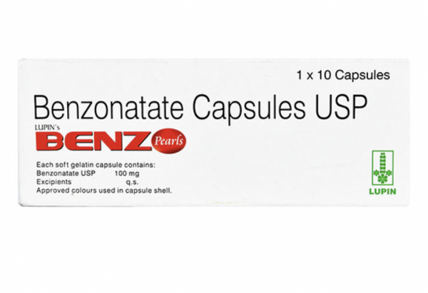 A pack of Benzonatate 100mg capsules