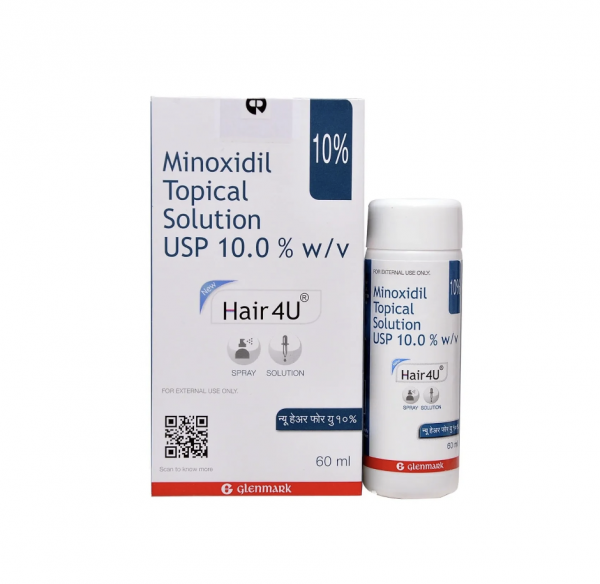 A bottle and a box of Minoxidil 10 % Solution