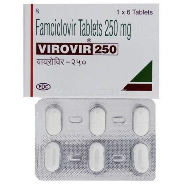 Box pack and a blister of generic Famvir 250mg tablets - famciclovir