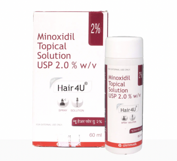 A bottle and a box of Minoxidil 2 % and Aminexil 1.5 % Solution