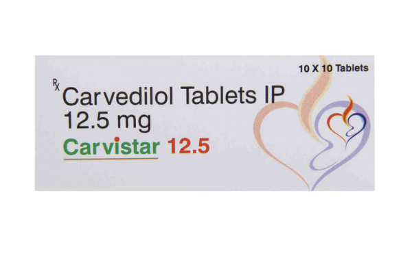 Box and blister strip of generic Carvedilol 12.5mg tablet