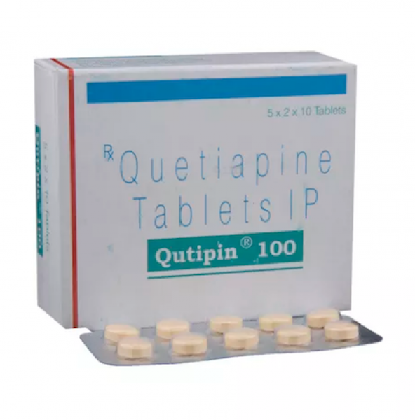 Box and blisters strip of generic Quetiapine Fumarate 100mg tablets