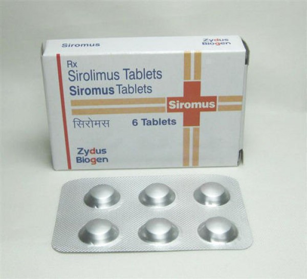 A box and a strip of Sirolimus 1mg Pills