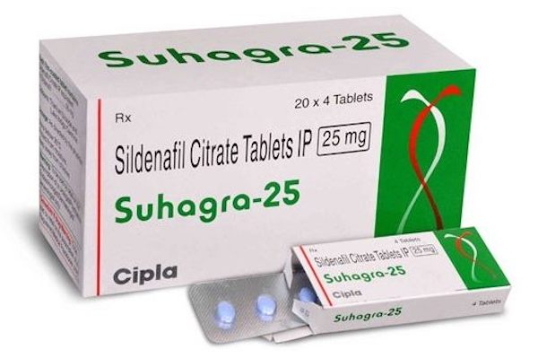 Box and a strip of generic Viagra 25mg Tablets - Sildenafil Citrate