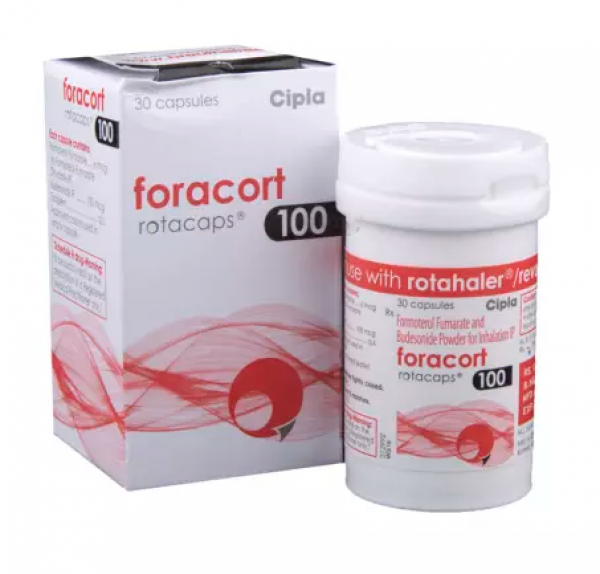 Box of generic budesonide 100mcg, formoterol fumarate 6mcg rotacaps