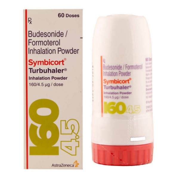 Box and inhalation powder tube of generic budesonide 160mcg, formoterol fumarate 4.5mcg Turbuhaler