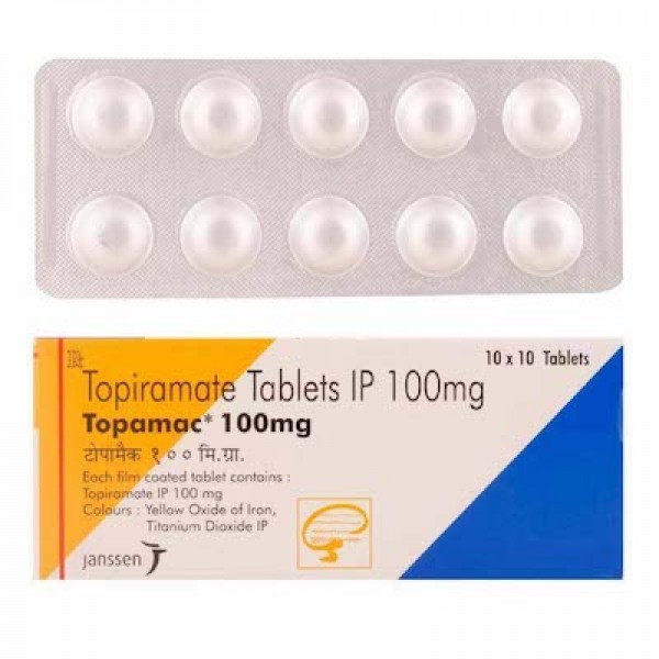 Blister strip and box of generic Topiramate 100mg tablets
