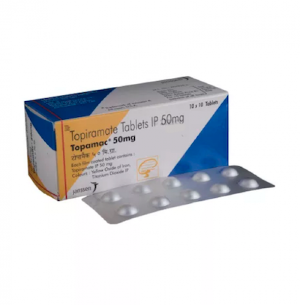 Box and blister strip of generic Topiramate 50mg tablets