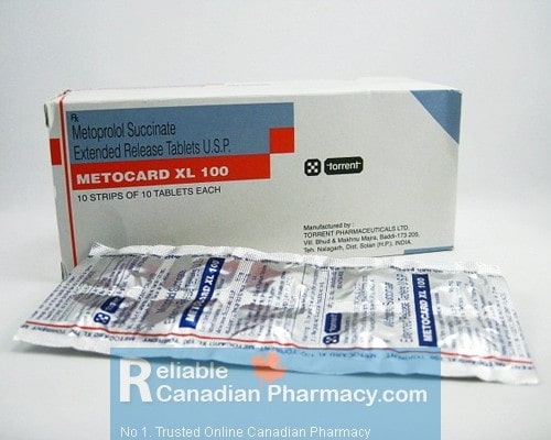Box pack and a strip of generic Toprol XL 100mg Tablets - Metoprolol Succinate