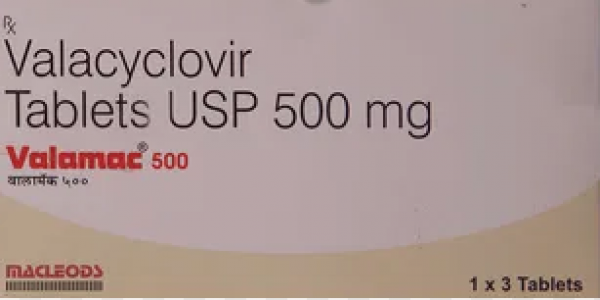 Box pack and blister strips of generic Valtrex 500mg Tablets - Valacyclovir Hydrochloride