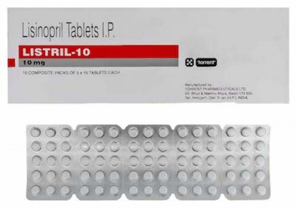 Box and blister strips of generic Lisinopril 10mg tablet
