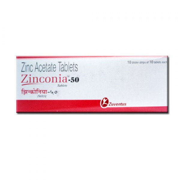 A box of Zinc Acetate 50mg tablet