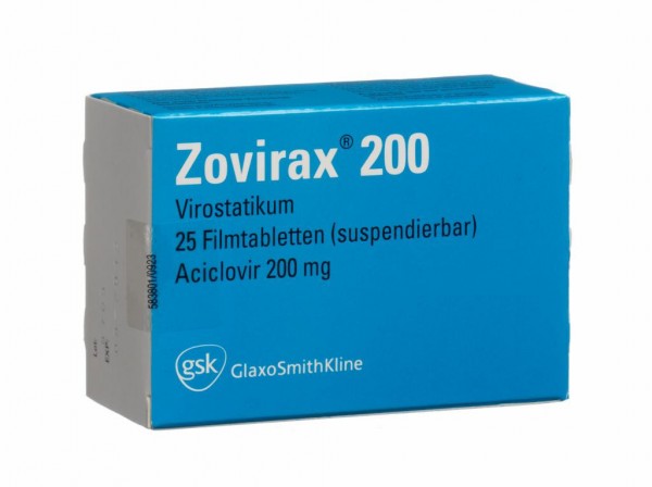 A box of Zovirax 200mg Pills